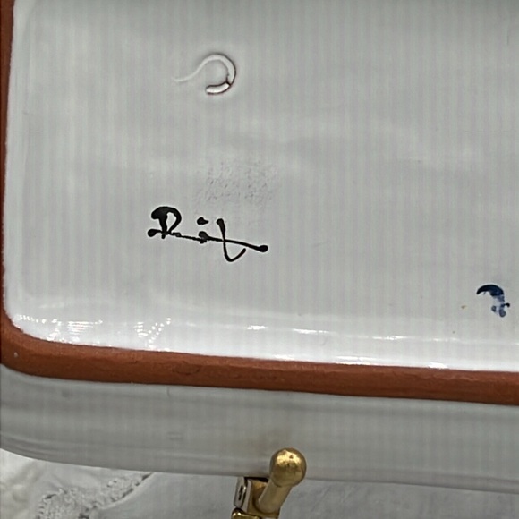 Mesa International Signed Ceramic Hand Painted Butter Dish - Picture 7 of 11